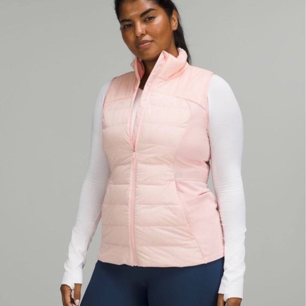 Lululemon down for it all vest pink mist Sz 10 NWT
